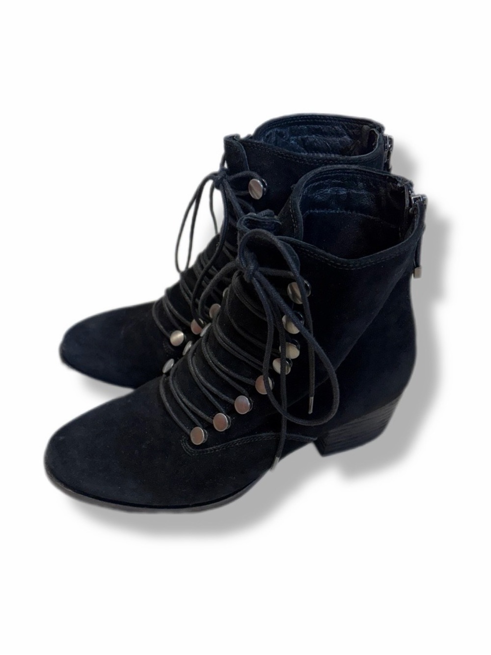 Earth Doral Black Lace Up Booties Size 6.5